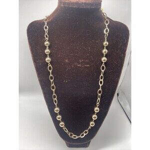 Northcrest Gold Tone Ball & Chain Link Long Necklace New